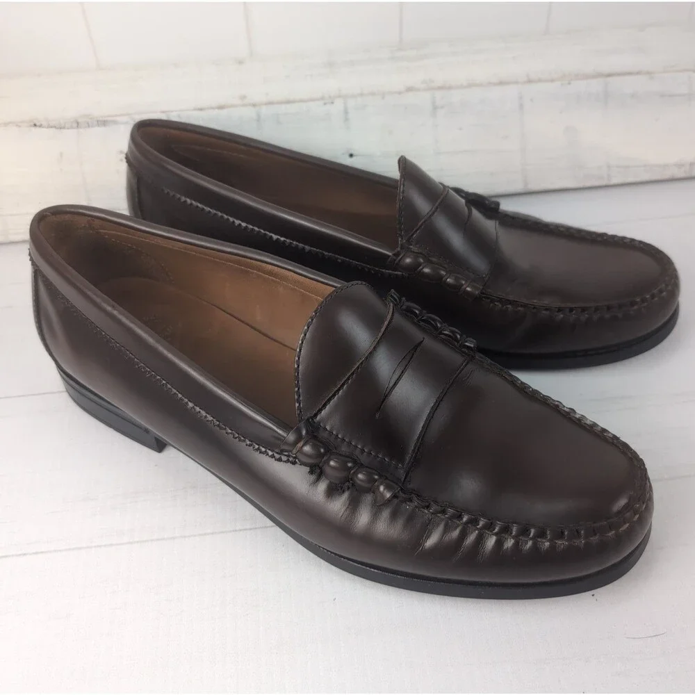 J Crew Camden Penny Loafers Men’s 11.5 Dark Brown Leather Rubber Sole AV166
